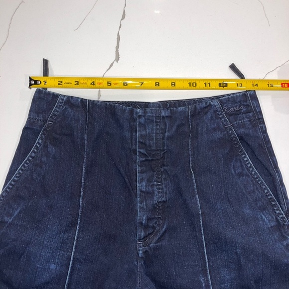 Trendy Goldsign Karla Women Denim Moari Dark Wash High Rise Wide Leg Jeans Sz 27 - Picture 9 of 12